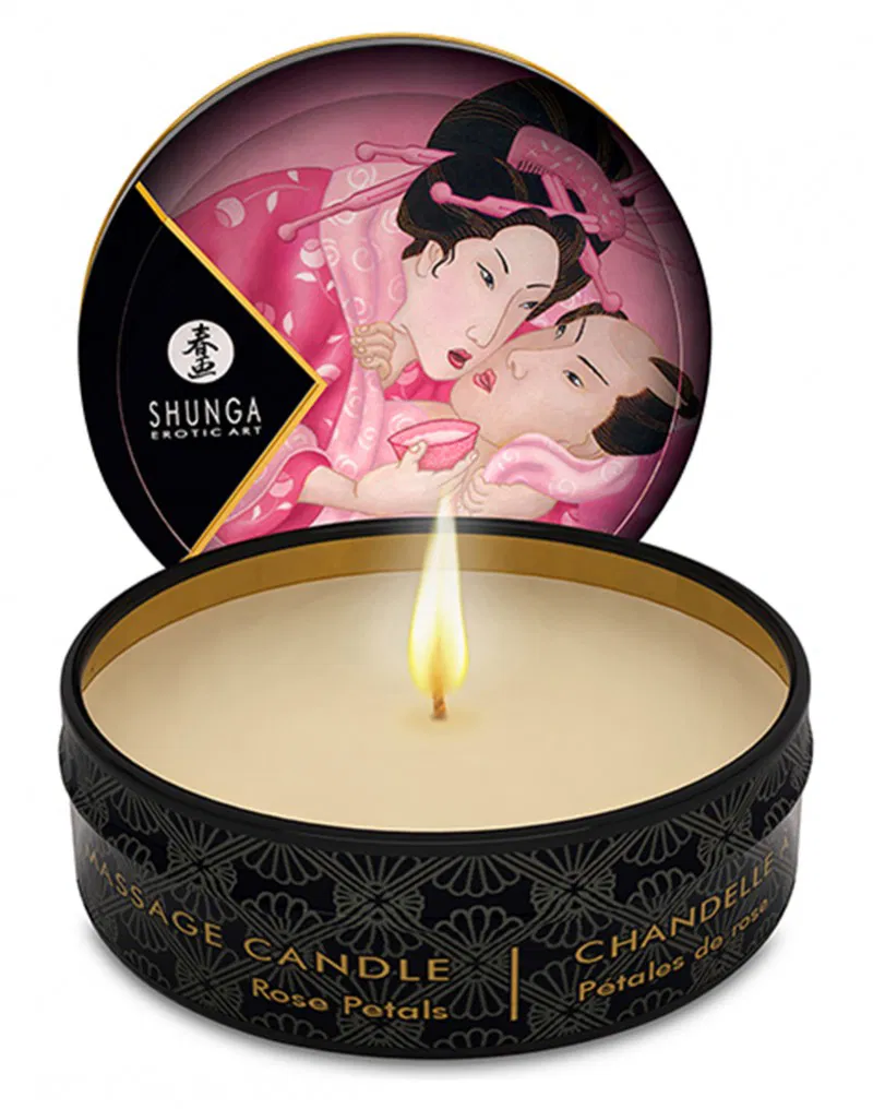Shunga mini Bougie de massage Rose petals 30ml